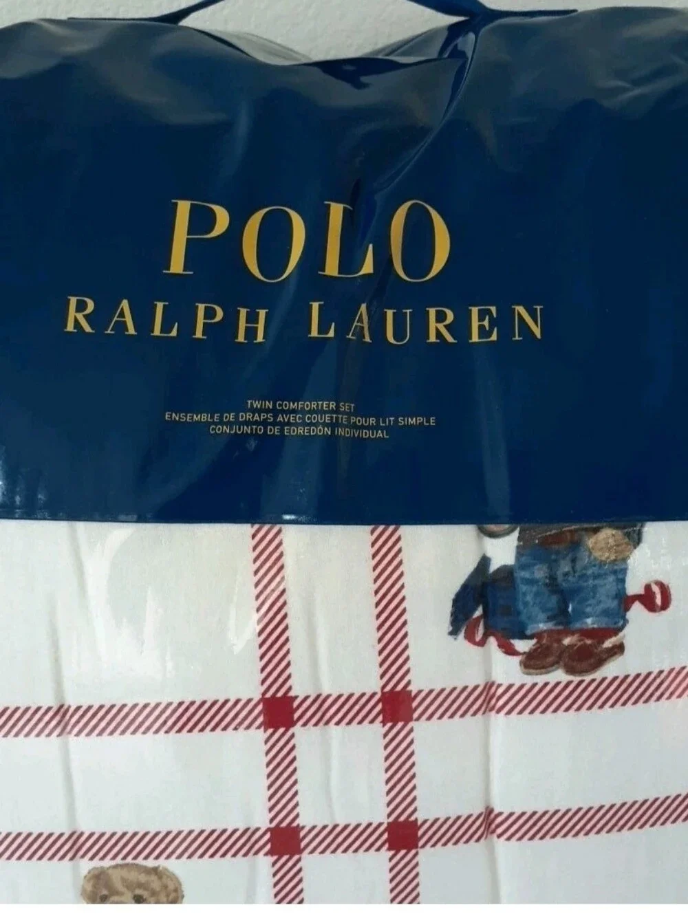 Polo Ralph Lauren Holiday Bear Collection Twin Comforter Set 1 Pillow Sham Rare